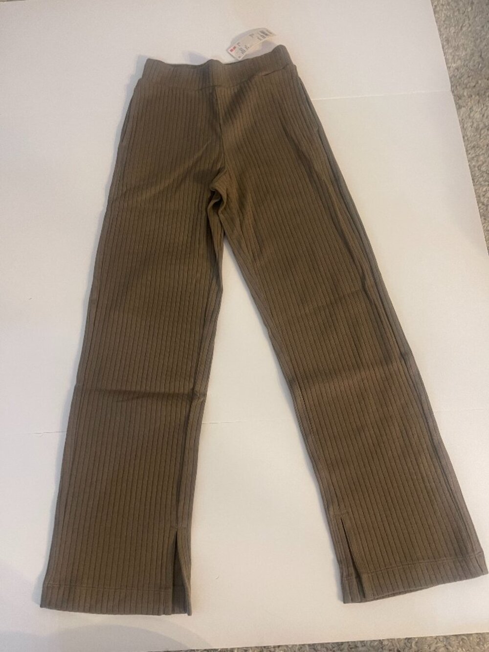 Uniqlo NWT Ribbed Slit Straight Pants XXS Beige Minimalist